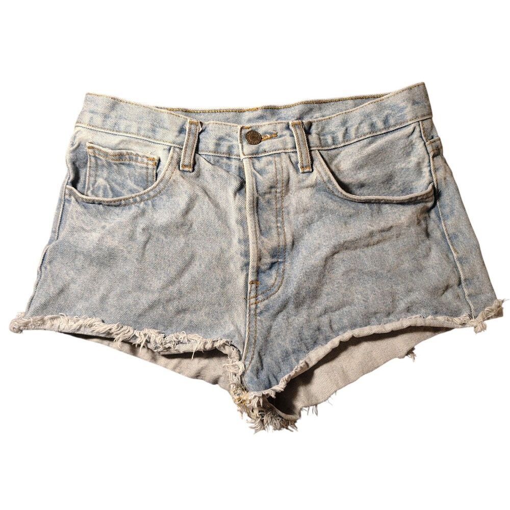 JOHN GALT CALIFORNIA High-Rise Cut Off Denim Shorts Fryaed  Medium Y2K 00083